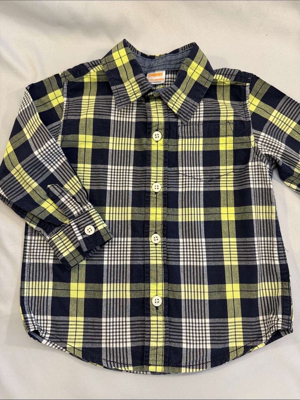 Gymboree Boys Navy & Yellow Plaid Button-Down Shirt